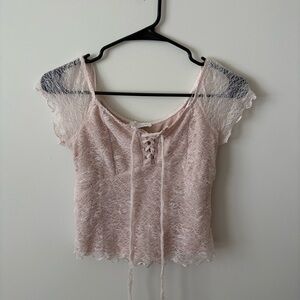 Lace Pastel Pink Top Crop Top Feminine Spring Easter
